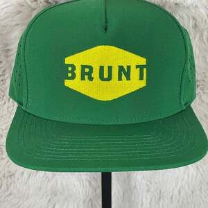 NWOT BRUNT Workwear Green and Yellow Perforated Flat Brim Snapback Hat